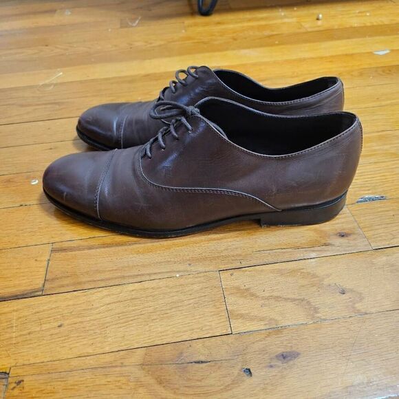 TOD'S Men's Brown Leather Lace Up Oxford Cap Toe Shoes Size 9 - Picture 3 of 10